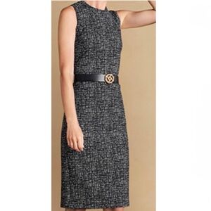 J. McLaughlin Barry Sleeveless Jewel Neck Montego Scuba Dress Black White Medium